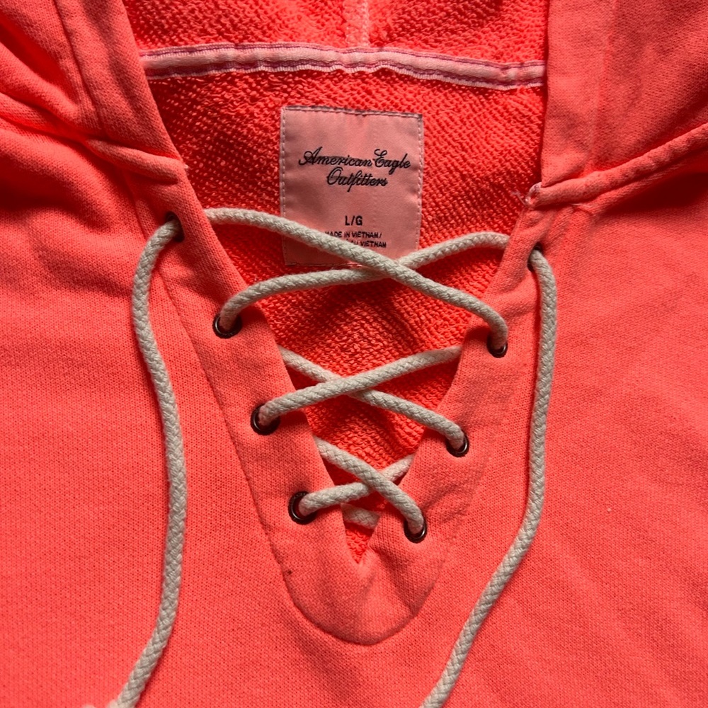 Orange Neon Coral Lace-Up Hoodie - Picture 2 of 2